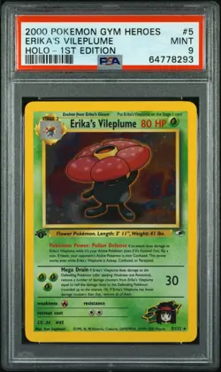 2000 Pokemon Gym Heroes Erika's Vileplume 1st Edition Holo Rare #5 PSA 9 Mint - Image 1