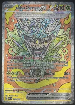 Pokemon TCG Teal Mask Ogerpon ex SIR Prismatic Evolutions Full Art 145/131 NM - Image 1