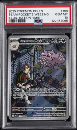 2025 POKEMON DRI EN-DESTINED RIVALS #199 TEAM ROCKET'S WEEZING PSA 10 - Image 1