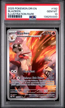2025 POKEMON DRI EN-DESTINED RIVALS ILLUSTRATION RARE #192 BLAZIKEN PSA 10 - Image 1