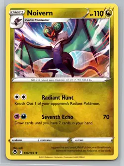 Noivern 133/195 Silver Tempest Pokemon Card Holo Rare Dragon Radiant Hunt - Image 1