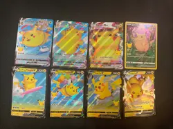 Pokemon 8 Card Lot Celebrations Surfing Pikachu V Vmax Flying Pikachu V Vmax Etc - Image 1