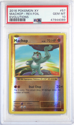2016 Pokemon XY Evolutions #57 Machop Reverse Holo PSA 10 Card GEM MINT! Low Pop - Image 1