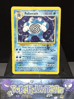 Pokemon Card Poliwrath 13/102 Base Set Holo Rare WOTC Played 3 - Image 1