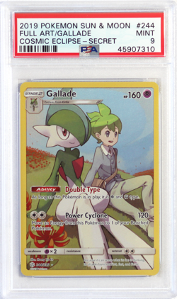 2019 Pokemon Sun & Moon Cosmic Eclipse # 244 Full Art Gallade PSA 9 Card MINT! - Image 1