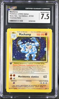 CGC 7.5 Machamp Italian Base Set 1st Edition 8/102 Cosmos Holo Pokemon Card - Image 1