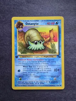 Pokemon TCG Omanyte Card 52/62 Fossil, 1st Edition, Regular Lp - Image 1