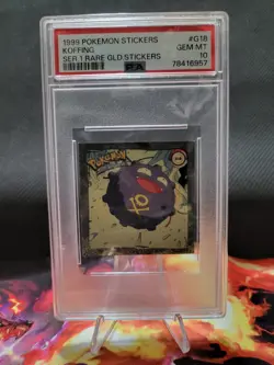 PSA 10 KOFFING G18 *POP 3* 1999 POKEMON STICKERS SERIES 1 RARE GOLD - Image 1