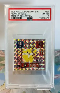 Pikachu HOLO RARE Amada Japanese Pokemon (1996) - PSA 8 - Image 1