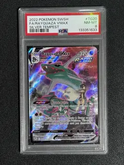 2022 POKEMON SWORD & SHIELD SILVER TEMPEST #TG20 FULL ART/RAYQUAZA VMAX - PSA 8 - Image 1