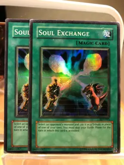 Yu-Gi-Oh! TCG 2x Soul Exchange #SDY-041, light damage - Image 1