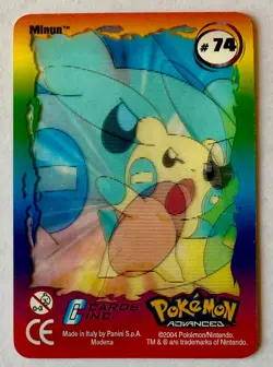Pokemon Advanced Action Card Minun Panini 2004 Lenticular Flicker Card #74 - Image 1