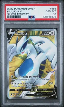 PSA 10 GEM MINT Lugia V Silver Tempest Full Art Holo 2022 SWSH Pokemon 185/195 - Image 1