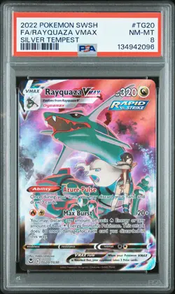 2022 POKEMON SWORD & SHIELD SILVER TEMPEST #TG20 FULL ART/RAYQUAZA VMAX PSA 8 - Image 1