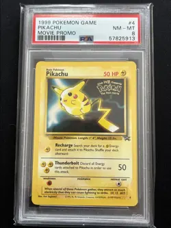1999 Pokemon Movie Black Star Promo PIKACHU #4 Card PSA 8 - Image 1