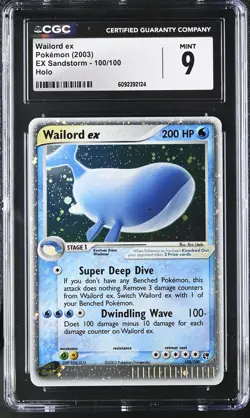 CGC 9 MINT Wailord ex 2003 EX Sandstorm 100/100 Holo Pokemon Card - Image 1
