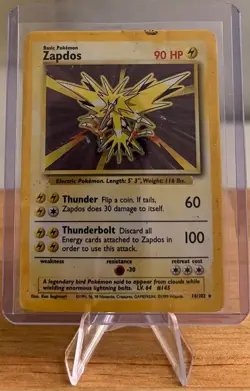 Zapdos #145 Holographic Pokemon Card 16/102 Rare Base Set 1999 Ungraded & Used - Image 1