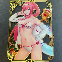 Goddess Story Gold METAL Card - Serial Number #009/200! Zero Two 2 Bikini READ* - Image 1