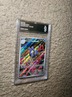 Wugtrio Paldean Fates Holo Illustration Rare Pokemon Card 224/091 Grade Mint 9 - Image 1