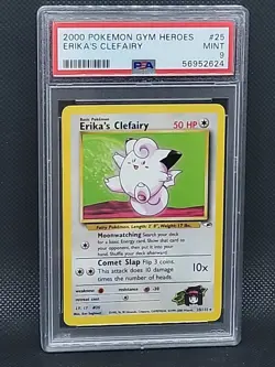 Pokemon Cards: Gym Heroes Unlimited Rare: Erika's Clefairy 25/132 PSA 9 Mint - Image 1