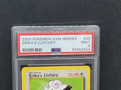Pokemon Cards: Gym Heroes Unlimited Rare: Erika's Clefairy 25/132 PSA 9 Mint - Image 2