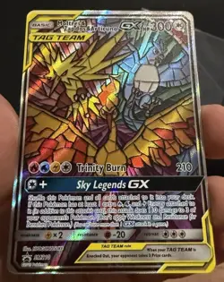 Moltres Zapdos Articuno GX Tag Team SM210 Pokemon Stained Glass Birds NM - Image 2