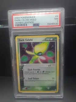 2004 Pokemon EX Dark Celebi Holo Hidden Legends PSA 7 NM Card - Image 1
