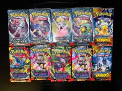 Factory sealed Pokemon 10 Packs Phantasmal Flames Surging Sparks Journey - Image 1