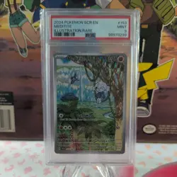 2024 POKEMON SCR EN-STELLAR CROWN ILLUSTRATION RARE #153 MEDITITE PSA 9 - Image 1