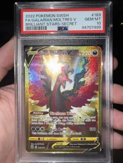 Pokemon TCG Brilliant Stars Galarian Moltres V Secret Rare 183/172 PSA 10 - Image 1