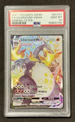 2021 Pokemon SWSH Full Art Shining Fates Charizard VMax #SV107 Graded PSA 10 - Image 1