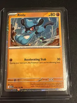Pokemon TCG Riolu 076/132 Mega Evolutions Cosmos Swirl Holo NM - Image 1