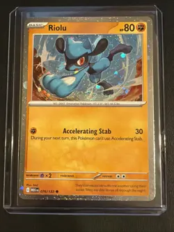Pokemon TCG Riolu 076/132 Mega Evolutions Cosmos Holo with SWIRL - NM - Image 1