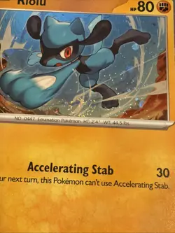 Pokemon TCG Riolu 076/132 Mega Evolutions Cosmos Holo with SWIRL - NM - Image 2