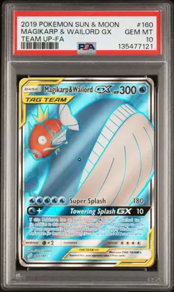 Pokemon Magikarp & Wailord GX Team Up Full Art #160 PSA 10 Gem Mint - Image 1