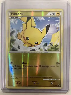 2010 TCG Pokemon Undaunted Pikachu Reverse Holo Foil 61/90 - Image 1