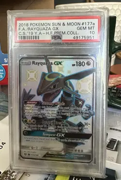 Pokemon TCG Rayquaza GX 177a/168 Hidden Fates Promo Card, PSA 10 - Image 1