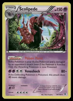 Pokemon Cards Scolipede 74/149 Boundaries Crossed Holo Rare NM - Image 1