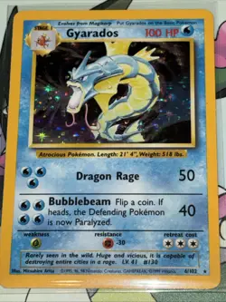 Pokemon Gyarados Holo Rare TCG Card Base Set 6/102 Near Mint Condition - Image 1