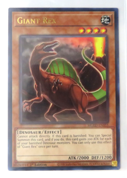 Yugioh Card Giant Rex MGED-EN055 1st Edition Gold Letter Rare NM - Image 1