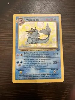 Pokemon Vaporeon 1999 Jungle Holo Card 12/64 CGC 8 - Image 1