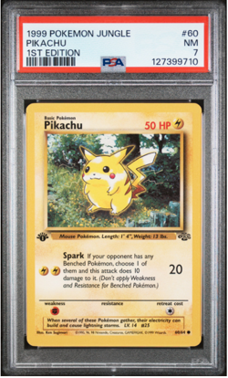 1999 Pokemon Jungle 1st Edition Pikachu 60/64 Jungle PSA 7 - Image 1