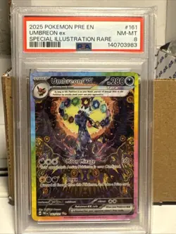 2025 POKEMON PRE EN UMBREON ex NM-MT PSA 8 SPECIAL ILLISTRATION RARE #161 - Image 1