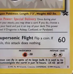 Vintage WOTC 1999 Pokemon Dragonite #149 Kids WB Presents The First Movie Promo - Image 4