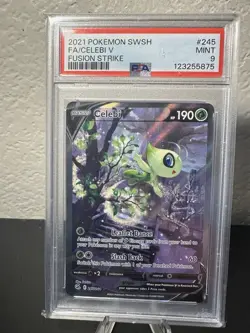 2021 POKEMON SWORD & SHIELD FUSION STRIKE #245 FULL ART/CELEBI V PSA 9 - Image 1