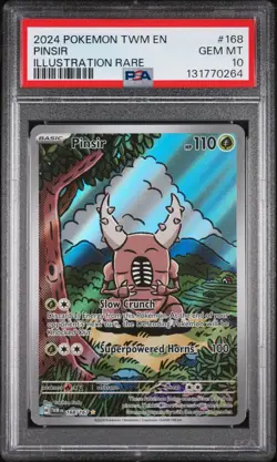 2024 POKEMON TWM EN-TWILIGHT MASQUERADE ILLUSTRATION RARE #168 PINSIR PSA 10 - Image 1