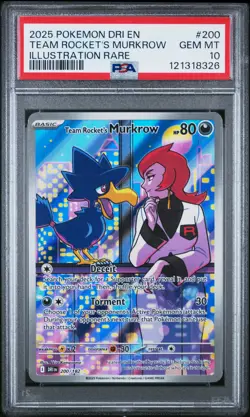 Team Rocket's Murkrow #200 2025 Pokemon Dri En-Destined Rivals PSA 10 IR a - Image 1