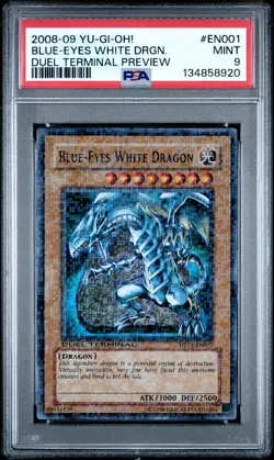 2008-09 YU-GI-OH! DUEL TERMINAL PREV #EN001 BLUE-EYES WHITE DRAGON PSA 9 - Image 1