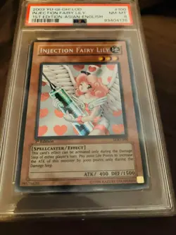 Yu-Gi-Oh! Injection Fairy Lily Asian Edition Old Asia Secret PSA8 LOD-100 1st Ed - Image 1