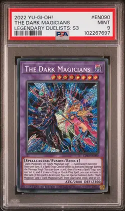 2022 YU-GI-OH! LEGEND DUELISTS: SEASON 3 #EN090 THE DARK MAGICIANS PSA 9 - Image 1